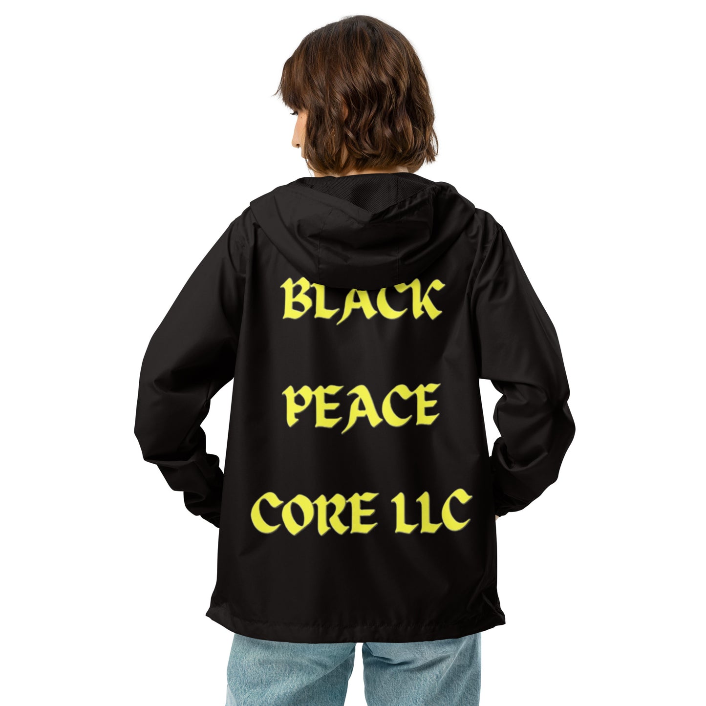 “DEUCES” Black/Yellow Unisex lightweight zip up windbreaker