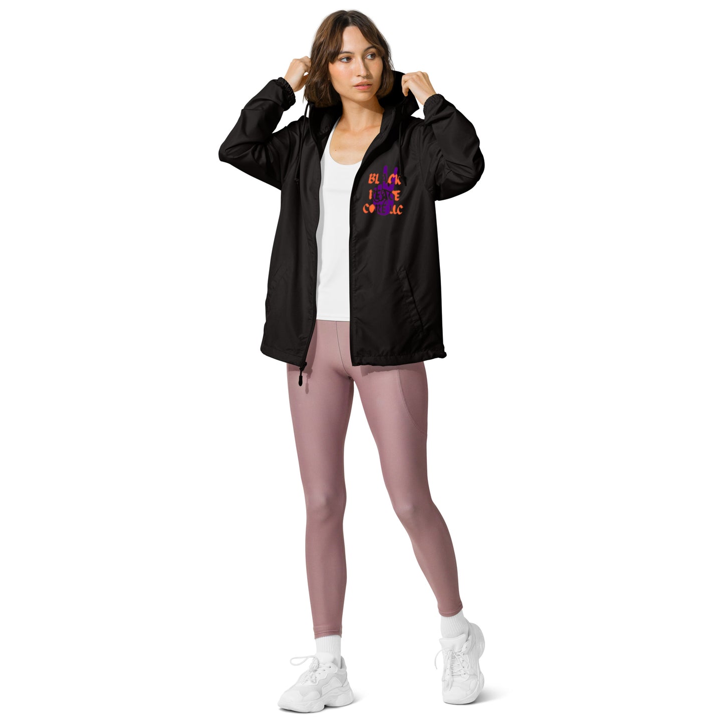 “DEUCES” Purple/Orange Unisex lightweight zip up windbreaker
