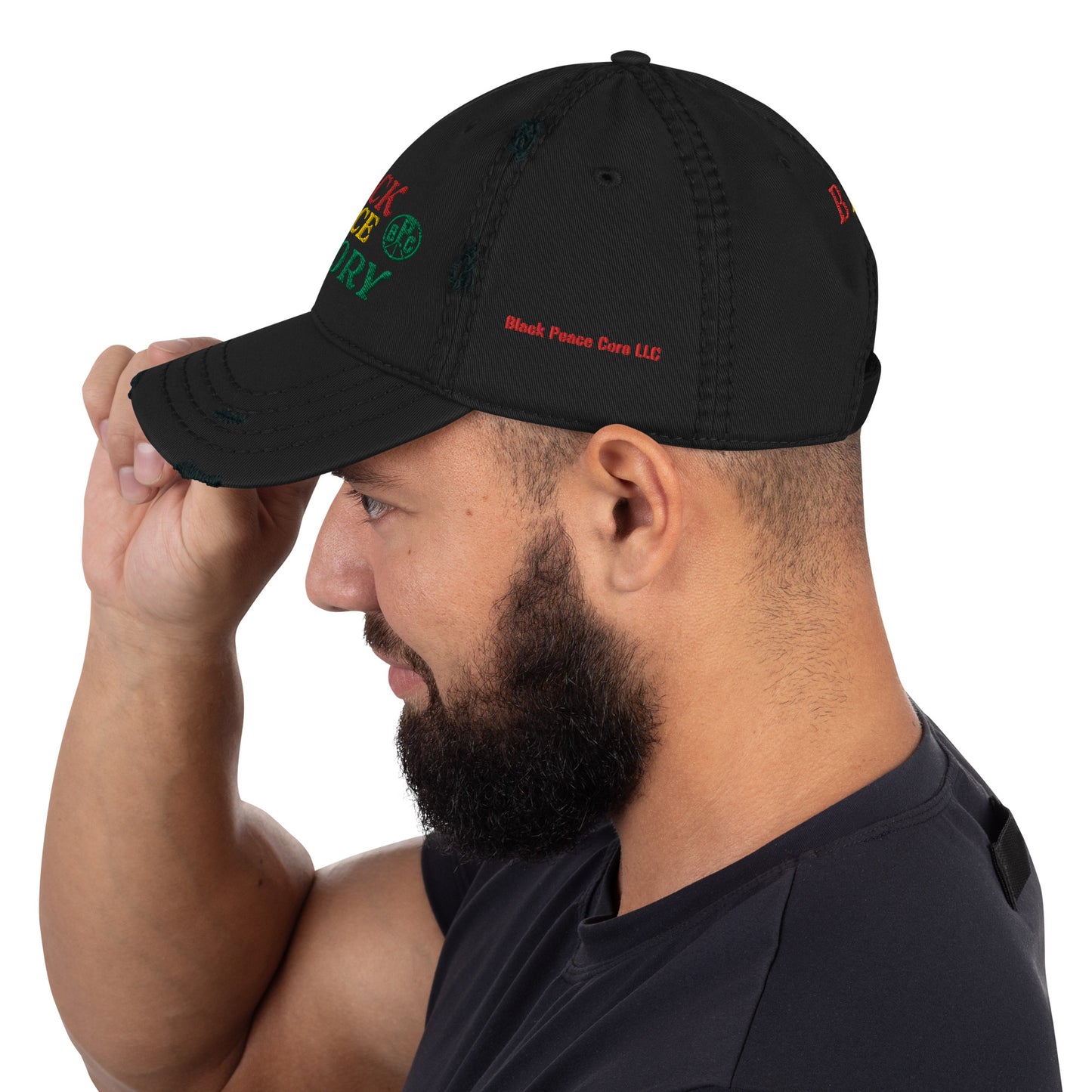 BPH red/gold/green Distressed Dad Hat