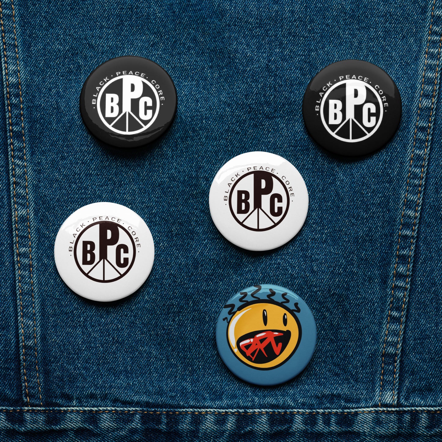 Black Peace Core pin buttons