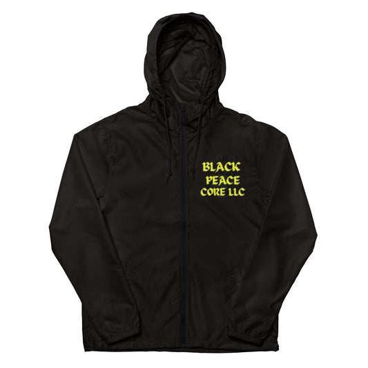 “DEUCES” Black/Yellow Unisex lightweight zip up windbreaker